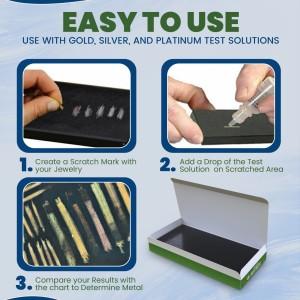 JSP Gold Silver Test Acid Tester Kit 10k 14k .999 .925 Sterling Testing Stone Detect Bundle with 5 Pieces for Jewelry Scrap Value Authentication