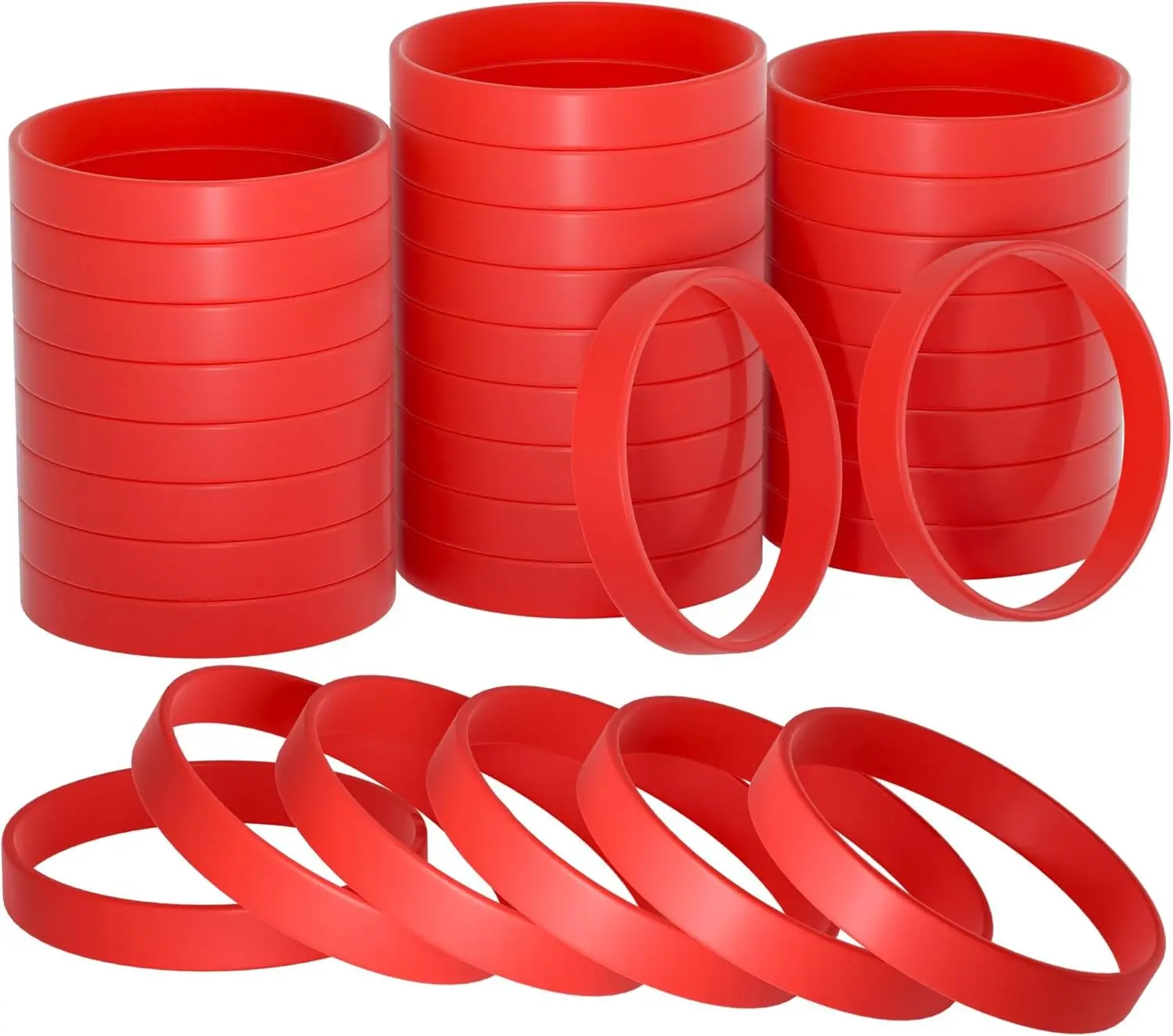 120 Pieces Rubber Bracelets Red Silicone Wristband Unisex for Sports Teams Party Games Fashion Decorations