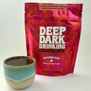 Deep Dark Drinking Chocolate Cayenne Kick - Thick, Smooth European Style drinking chocolate made with premium dark chocolate and a bit of spicy heat