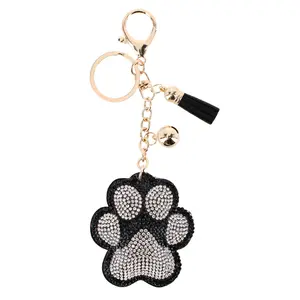 CTM Women's Rhineston Dog Paw Bag Charm & Key Chain, Bag Charms