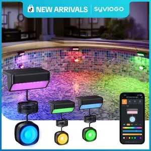 Linkind Solar Pool Lights with RGBW APP Control,IP68 Waterproof LED Light for Above Ground Pool,Poolside Smart Pool Light,Smart Solar Pool Lights Inground for Garden, Pond, Patio