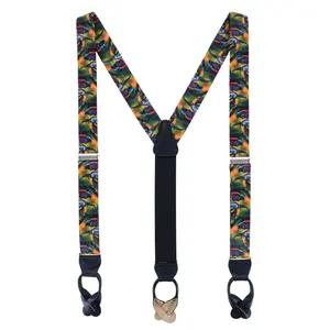Trafalgar Men's Jungle Parrot Silk Button End Suspenders, Button-End Suspenders