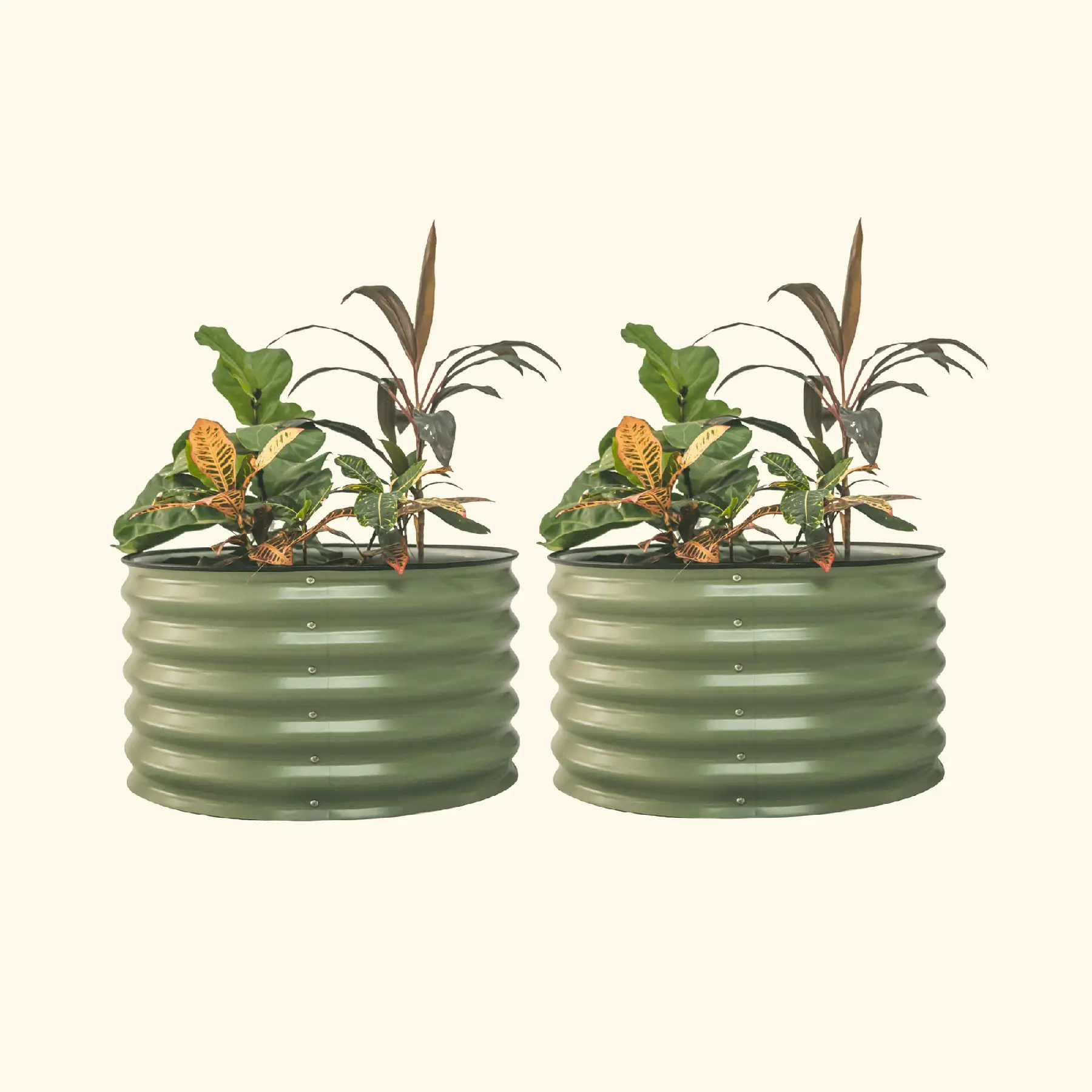 Vego Garden Twin Pack Metal Raised Garden Bed Flower Pots - 17" Tall, 30" Wide Outdoor Planters, Modern Metal Flower Pots for Berries, Shrubs, Small Fruit Trees, Home Outdoor Decor, Modern Flower Pots
