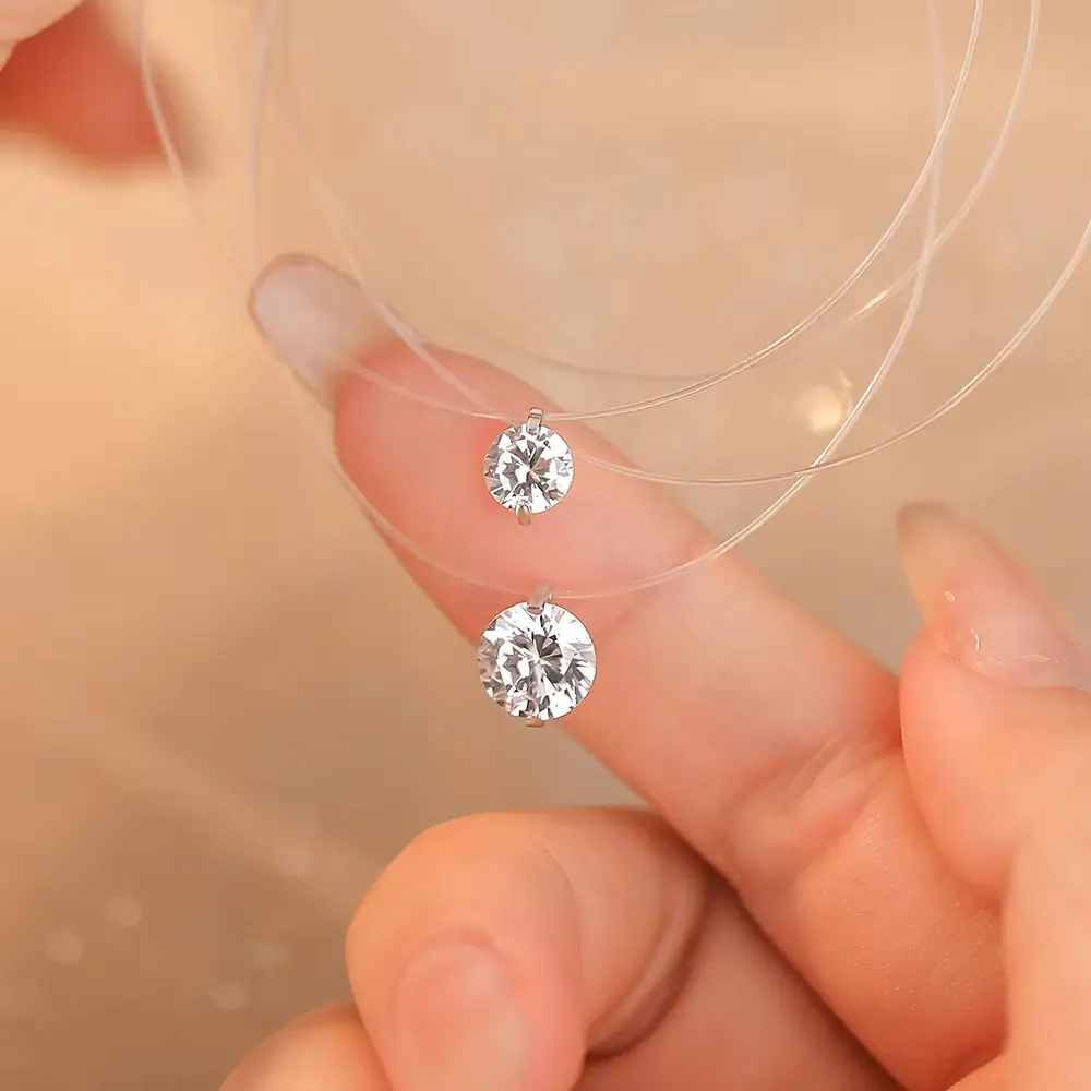 Pendant Necklace For Women Silver Transparent Fishing Line Chain Party Fine Jewelry
