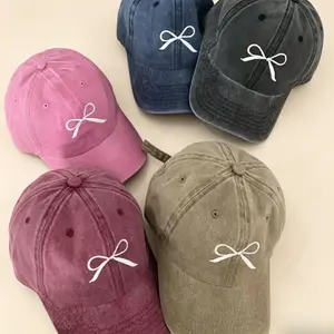 Women's Wool Bowknot Embroidered Baseball Cap – Casual Outdoor Sports Hat, Stylish Daily Wear Accessory for Summer, Travel & Everyday Use