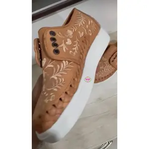 Tan Embroidered Sneakers