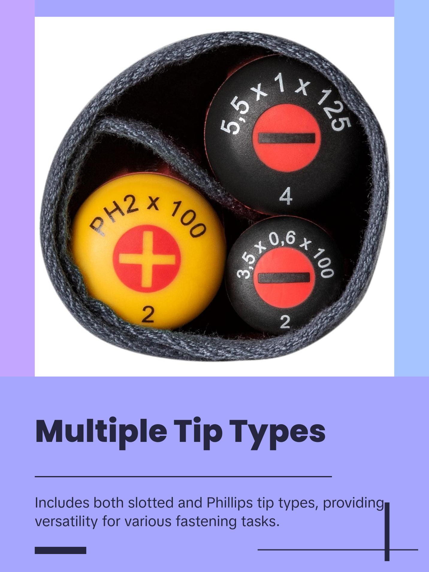 PB Swiss PB 5542.SU SL GY Screwdriver Set Slotted/Phillips in Roll-Up Case with Classic VDE Handle, 5 Pcs