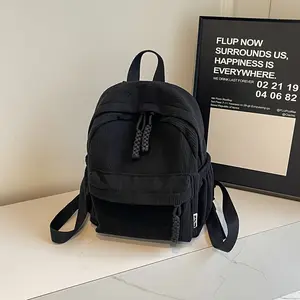 Small Corduroy Backpack - Red Striped Velvet High Quality College Bag with Adjustable Straps, Multiple Compartments & Zipper Closure for Students, Winter Travel, Casual Outings, Travel Backpack