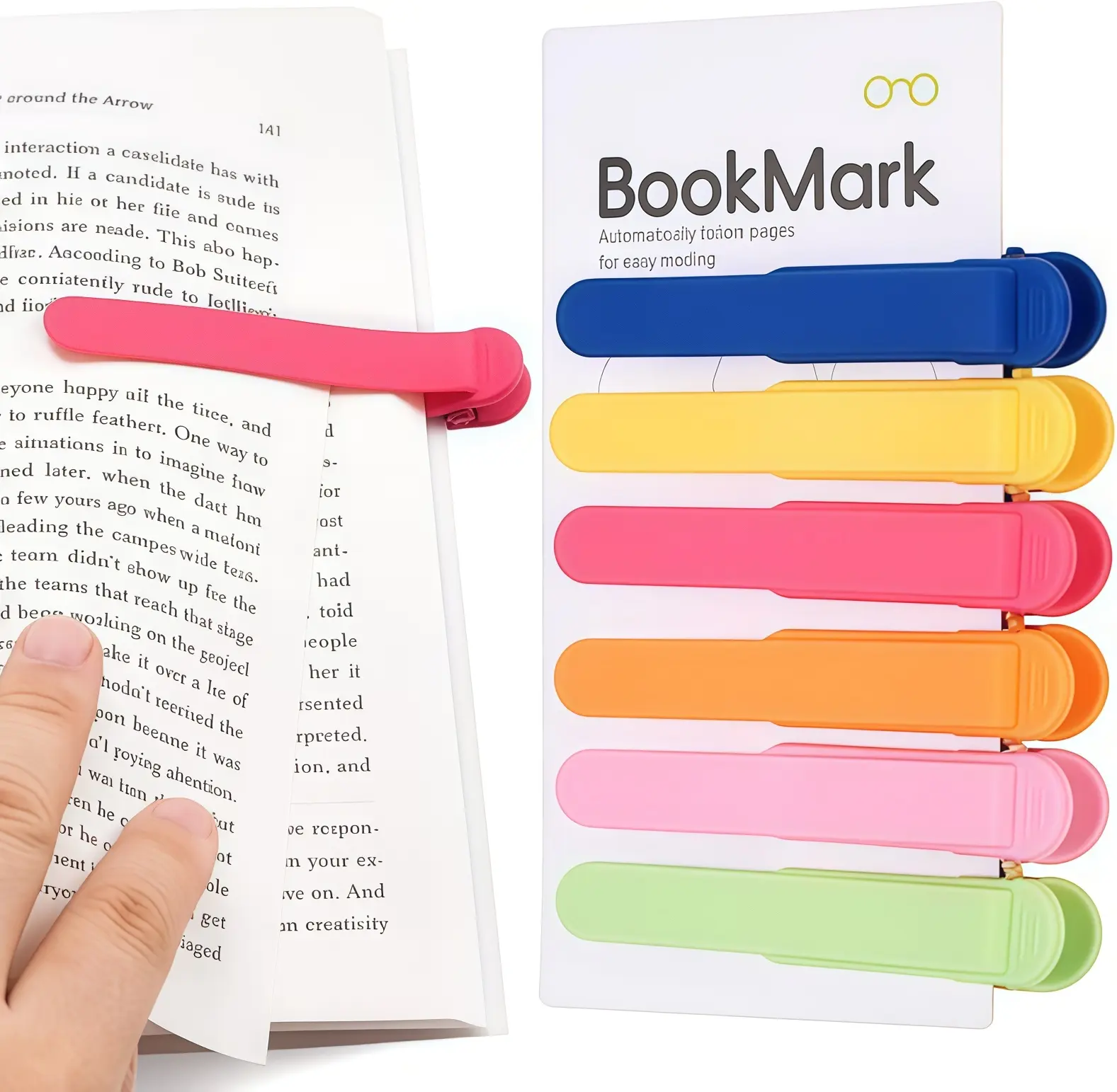 3pcs random color portable book holder, used for book learning, color book clip, simple elastic book page marker for students, fixed clip for reading pages without deviation, student reading pagination tool, simple solid color book clip