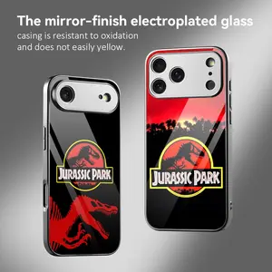 Jurassic Park Phone Case For iPhone 17 16 15 14 13 12 Pro Max Plus Electroplated Metal Bumper Case Slim Tempered Glass Back Advanced Materials Shockproof Anti-Scratch Luxury Case Fashion Durable Stylish