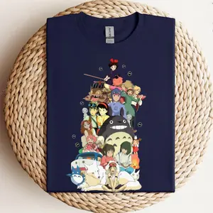 Studio Ghibli All Characters Crewneck Shirt Sweatshirt Full Color Sustainable Fashion Hoodie - Comfortable Menswear Top - Pullover, Tops