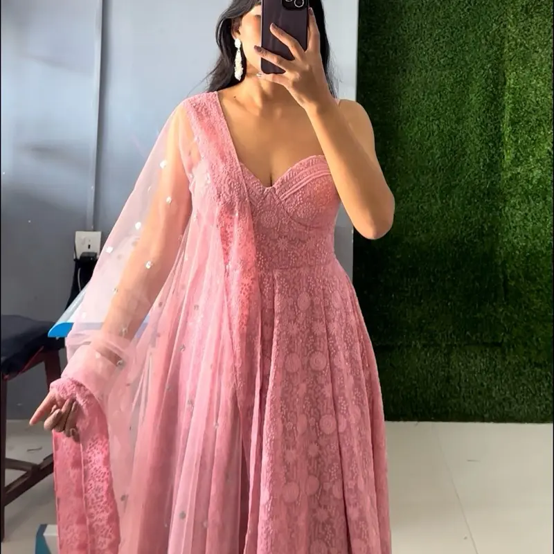 Georgette Chikankari Anarkali set
