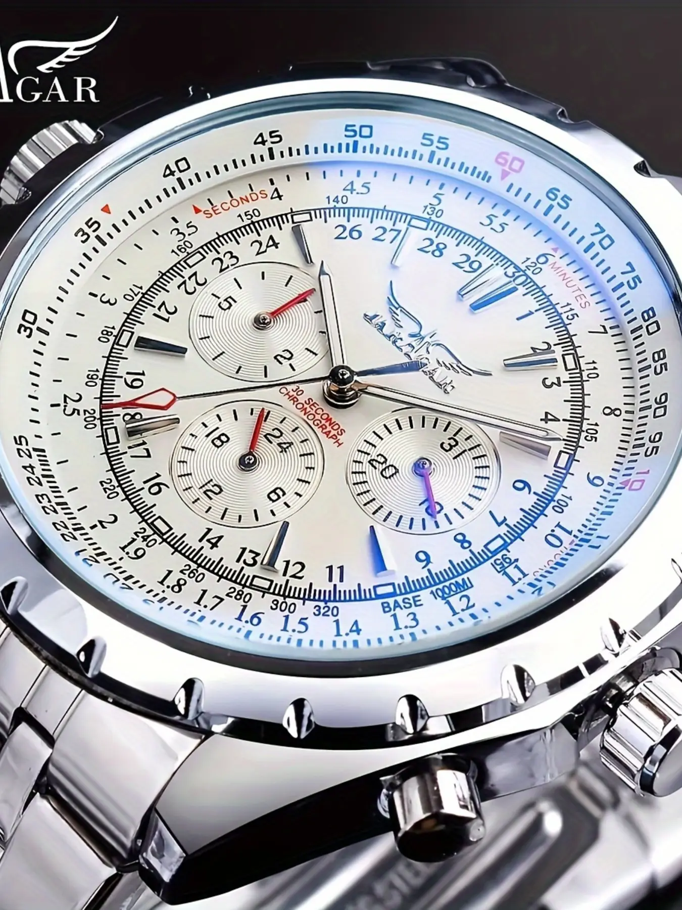Men's Military Style Mechanical Watch, Mechanical Wristwatches, Silver Round Dial, Automatic Movement, Analog Display, Gift Box Included