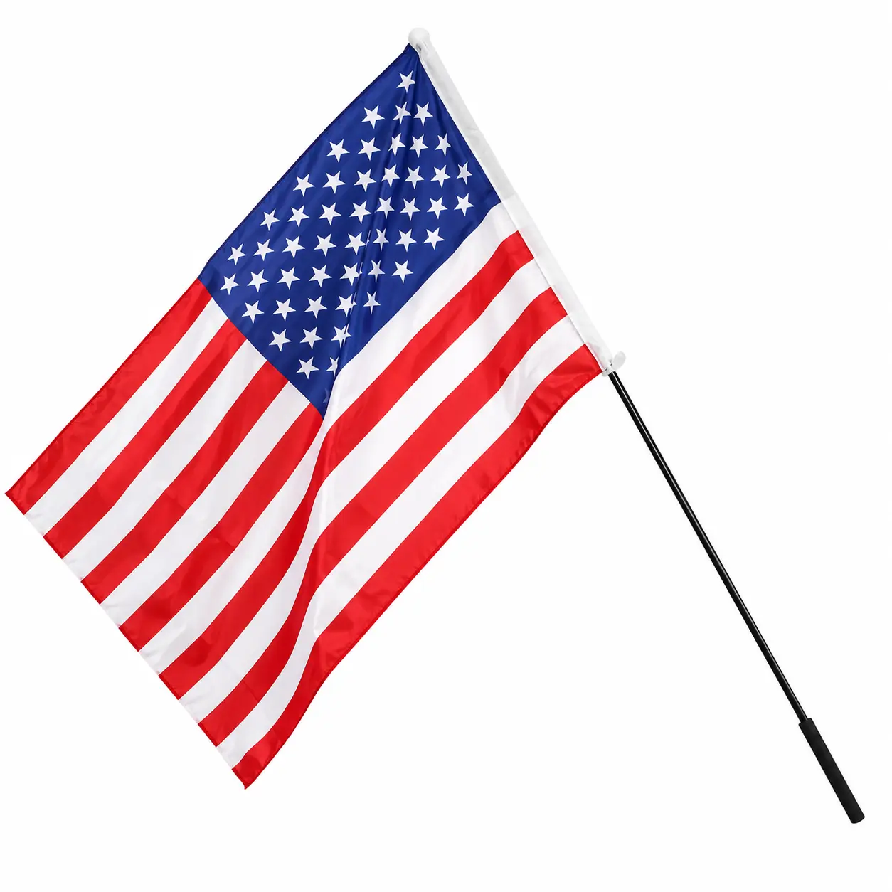 Portable Flag Pole 5FT with 3x5 Flag, Adjustable Handheld Flagpole Kit Outdoor Lightweight Metal Flag Pole with Foam Grip