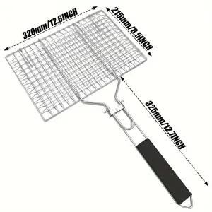 Foldable Stainless Steel Grill - Portable Outdoor BBQ Grill for Chicken, Steak, Seafood & Vegetables, Durable Rust-Resistant Design with Easy-Clean Grids, Perfect Dad Gift for Backyard, Camping & Tailgating, Outdoor Cooking, Mobile Grilling Station