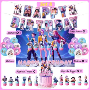 Kpop Demon Hunt*s Birthday Party Decor,Party Banner,Cake&Cupcake Topper,Balloons,Backdrop,Kids Birthday Party Supplies,Kpop Party Supplies