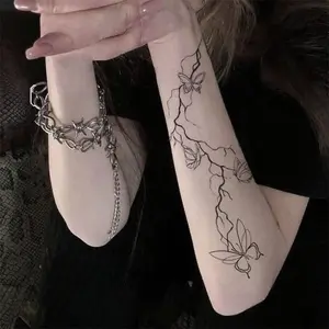 1pcs Lightning Butterfly Herbal Juice Tattoo Sticker Sexy Babe Arm Temporary Tattoos Waterproof Fake Tattoo for Men and Women Halloween Party Gift Y2K Waterproof Realistic Tattoos