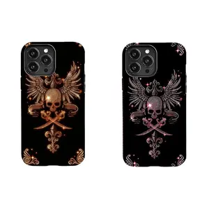 Sparkling Rhinestone Skull Wings Phone Case — Suitable for iPhone 11–17 Pro Max/Plus and Samsung Galaxy S23–25