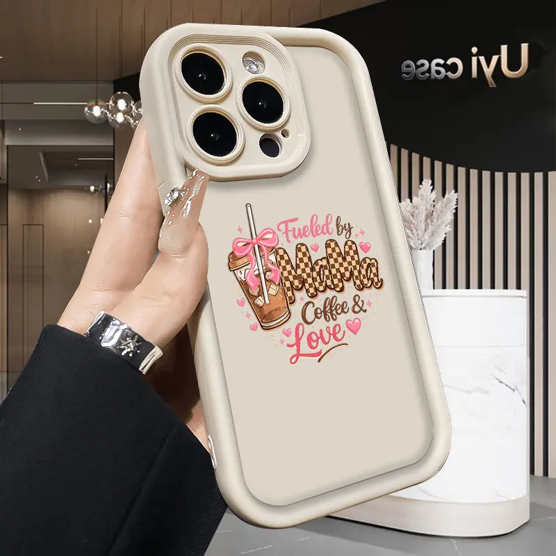 Fueled by Mama Coffee & Love Phone Case for iPhone 17 Air 16 15 14 13 12 11 Pro Max Plus X XS Shockproof Silicone TPU Bumper Drop Protection Soft Cover Mother's Day Gift
