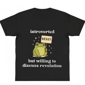 Introverted Resistance Frog Shirt No Kings in America Human Rights Protest Tee Anti Trump Shirt Anti Fascism Tshirt y2k cotton fashion Streetwear  Casual Top Trending