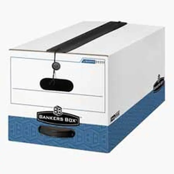Liberty Plastic Banker Box, White-Blue, Legal Size, 12-CT Home Organiser Storage Box