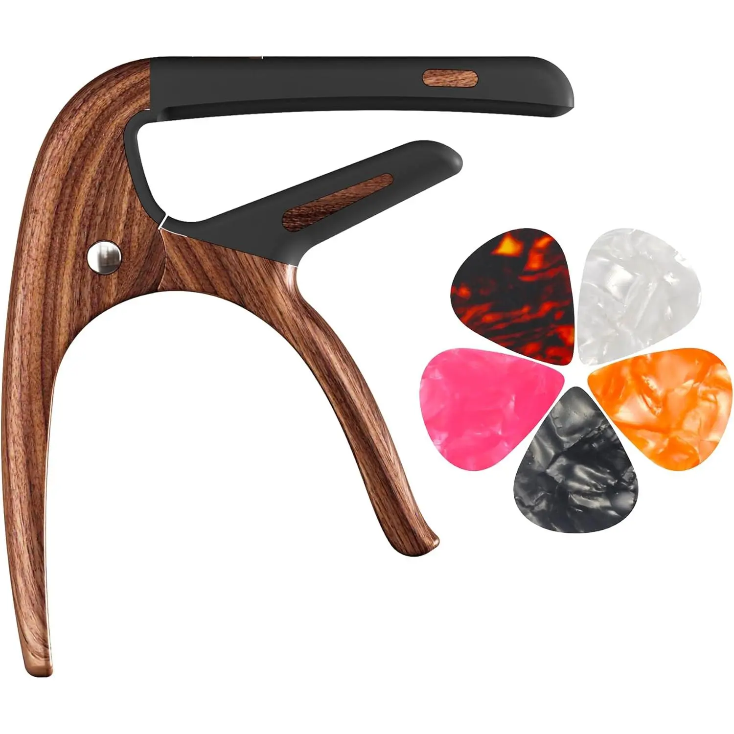 Capo for Acoustic Guitar, Guitar Capo for Electric Guitar, Ukulele and String Instruments, Guitar Capo, Guitar Kapo, Guitar Clamp (Rosewood)