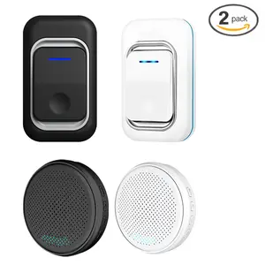 【2 Packs】Safety Wireless Doorbell, Dingdong  Waterproof Doorbell, Easy Installation, 4 Volume Levels Adjustable, Wireless Doorbell Includes 32 Melodies, USB Interface with LED Flashlight, Electric Plug Doorbell, 1000 Feet Sensing Distance