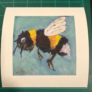Bee Print on Archival Paper 5.5x5.5  inch - Vibrant Artwork for Home Decor