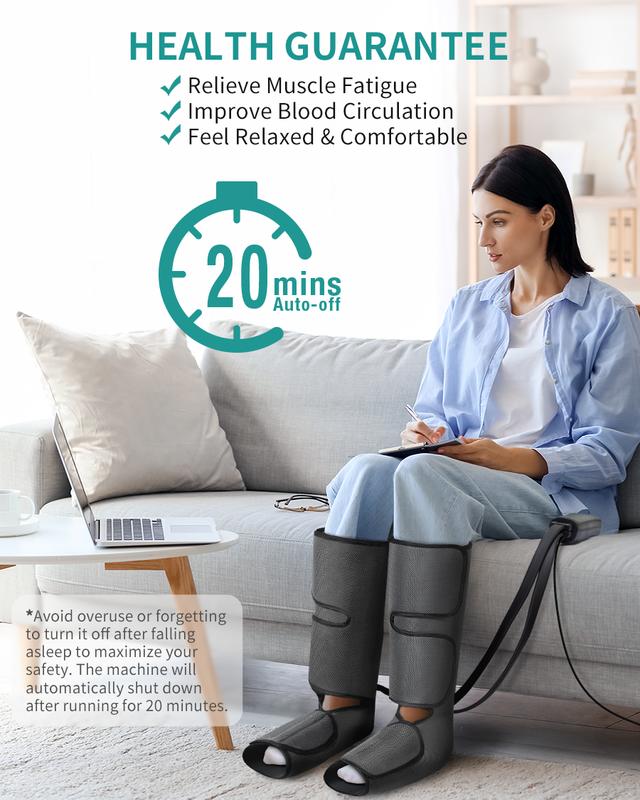 Nekteck Air Compression Leg Massager with 3 Massage Levels & Auto Shut Off Feature for Foot and Calf Comfort and Relaxation