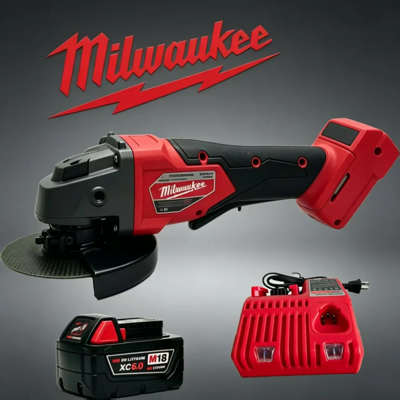 Milwaukee 125mm Brushless Cordless Angle Grinder, 9500RPM M10/M14 Spindle, M18 Power Grinder with Battery & Charger, For Metal Cutting, Grinding and Rust Removal