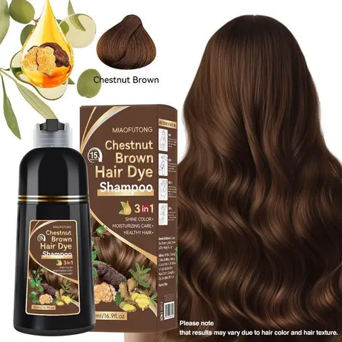 3-in-1 Dye Shampoo Moisturizing Hair Wash with Natural Extracts (1 Box, 500 mL), Professional Salon-Grade Unisex Hair Care Product, Hair Coloring Products