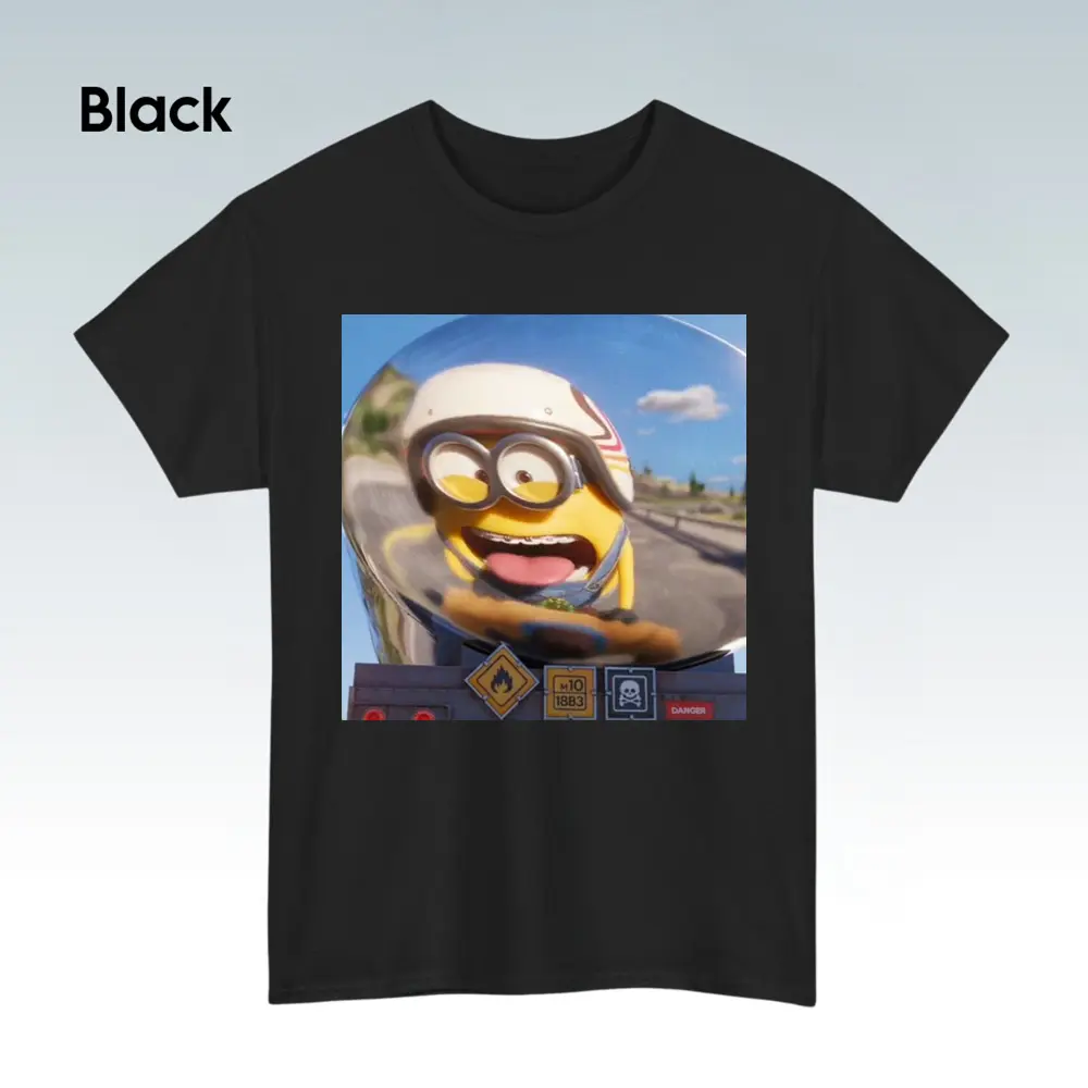 Funny Minion Reflection T-Shirt, Goofy Cartoon Meme Tee, Cute Yellow Character Graphic Shirt, Unisex Casual Top, Fun Gift for Movie Fans