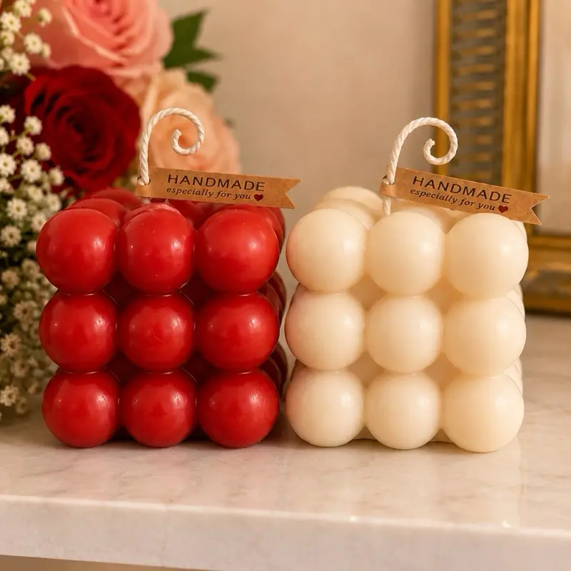 2 ,Scented Bubble Candles - Apple & Coconut, Body Care Aromatherapy Candle with Hydrating Moisture, Gift Box Included