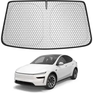 Custom Fit Sunshade for Tesla Model 3 & Model Y (2017–2026), No-Gap Windshield Sun Shade, Blocks Heat & UV, Keeps Interior Cooler, Foldable Car Sunshade