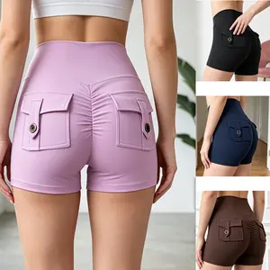 YiZXl Women's 4-Pack High-Waisted Sports Shorts Set, Dry-Fit Stretchy Body Shaping Butt Lift Shorts with Mobile Phone Pocket, Quick-Drying Casual Sporty Athletic Gym Cycling Bottoms, Butt Lift Women's Sports Shorts, Casual Sporty Women's Sports Shorts Ela