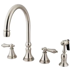 KINGSTON Brass Widespread Kitchen Faucet - Brushed Nickel