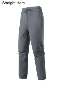 Men's Fitted Golf Sport Long Pants, Tech Pant, High Stretch Ice Silk, Comfortable Drawstring Waist, Zipper Pockets, Suitable for Sports & Casual Wear, Athletic Pants