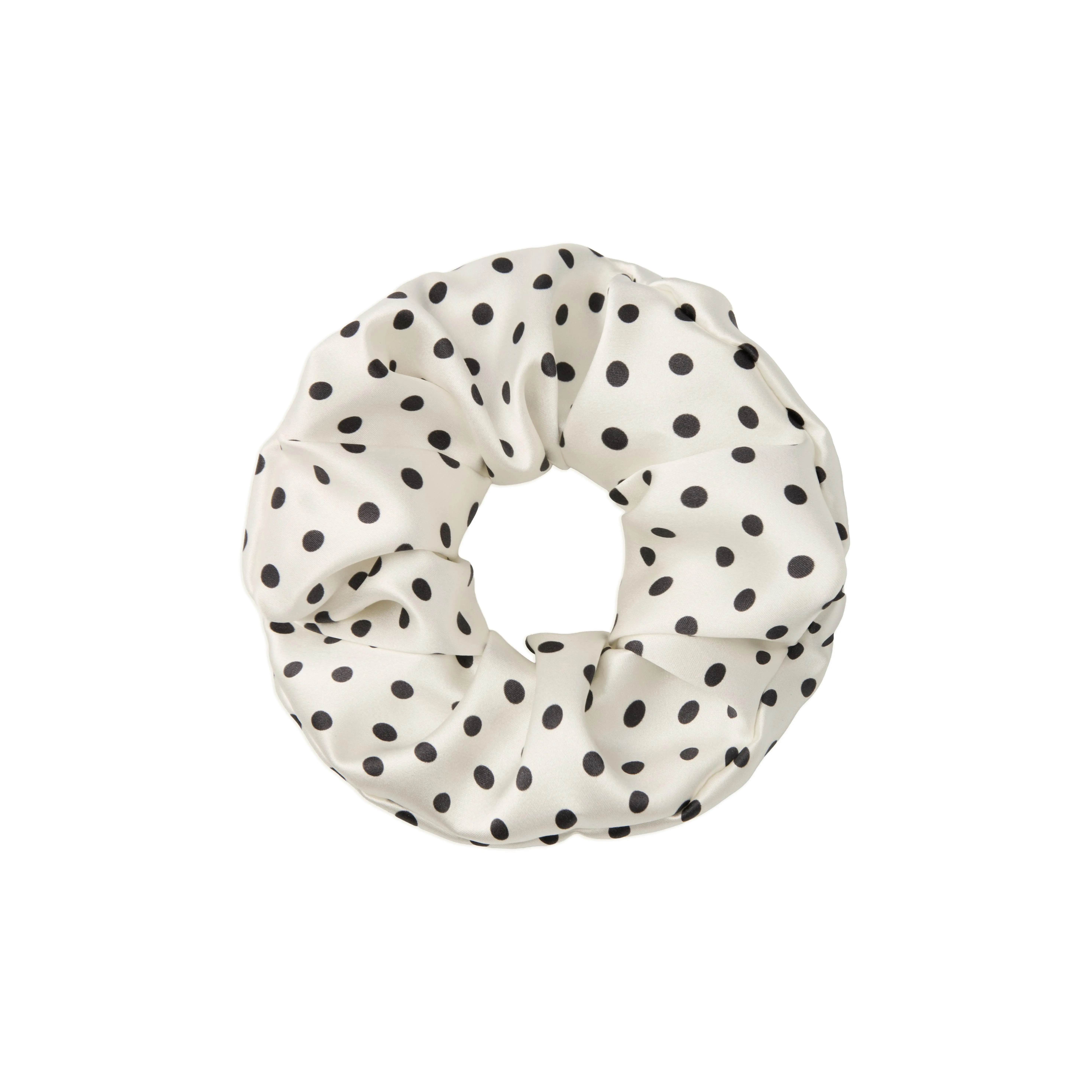 Petite Dot Silk Scrunchie - White