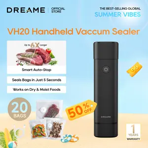 Dreame VH20 Handheld Vacuum Sealer, 5L/min High-Speed Pump, Dry & Moist Food Modes, Auto Stop, Waterproof Design, Seal Meal Saver, Portable Food Sealer, Comes with 20 Reusable Vacuum Bags for 6X Preservation & Fresh