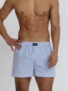 Three-Pocket Hybrid Shorts - Quick-Dry Boxer Style - White Pinstripe