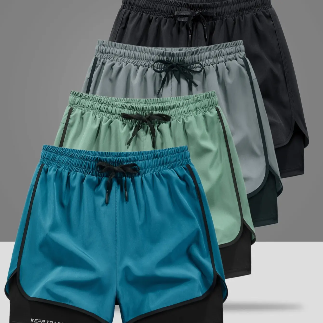 Lake Blue + Army Green + Light Gray + Black