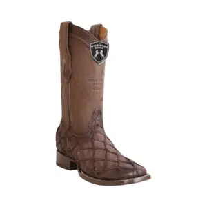 Bota de Pirarucu Faded Brown Punta Ranchera – Wild West