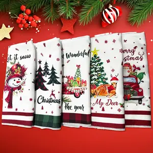Ultra-Soft Microfiber Christmas Towels Set, Face Towel, 1/5 Pieces, Festive Cartoon Patterns, Snowflakes & Trees Design, High Absorbency, Modern Style