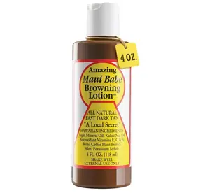 Maui Babe Browning Lotion - Natural Hawaiian Tan Accelerator with Vitamins & Antioxidants - Moisturizing Formula for All Skin Types - Made in USA - 4 fl oz