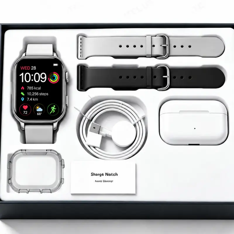 2027 Brand New Wearable Smartwatch - Adjustable, IP67-Rated, Android & Compatible Kit with Bluetooth Headphones, Type-C Cable, Wireless Charger, Audio Support, GPS Tracker, VR Glasses Syncing, Device Connection Capabilities