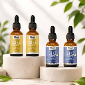 Bella All Natural D3 K2 Day & Night Drops 4-Pack: 2 Day Drops + 2 Night Drops