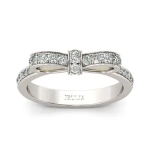 Jeulia Simple Bowknot Sterling Silver Ring  wedding set Sterling Silver Zircon Engagement