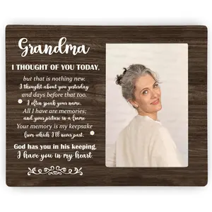 Grandma Memorial Picture Frame, Sympathy Wooden Photo Frame Gifts for Loss of Grandma, 4x6 inch Photo