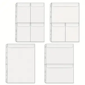 12Pcs A4 folder pockets Zipperless cash envelopes 1/2/3/4-compartment folder sleeves Flip-top folder pouches Loose-leaf inserts Folder document storage bags