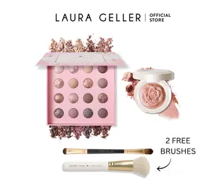 Laura Geller Draper James x Laura Geller Full Collection - Limited Edition Baked Blush Eyeshadow Palette & Brushes for Effortless Beauty
